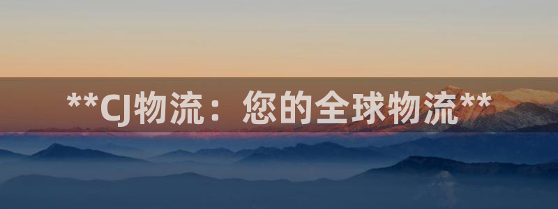 28圈登录网：**CJ物流：您的全球